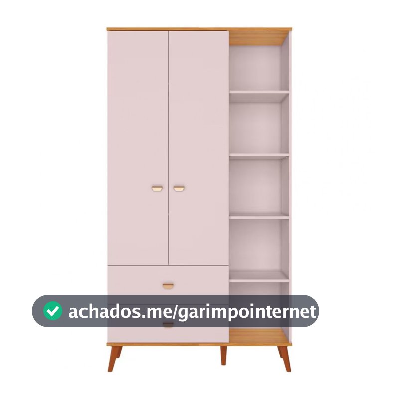 Guarda-Roupa Infantil Bartira Ternura com 5 Nichos, 2 Portas, 2 Gavetas