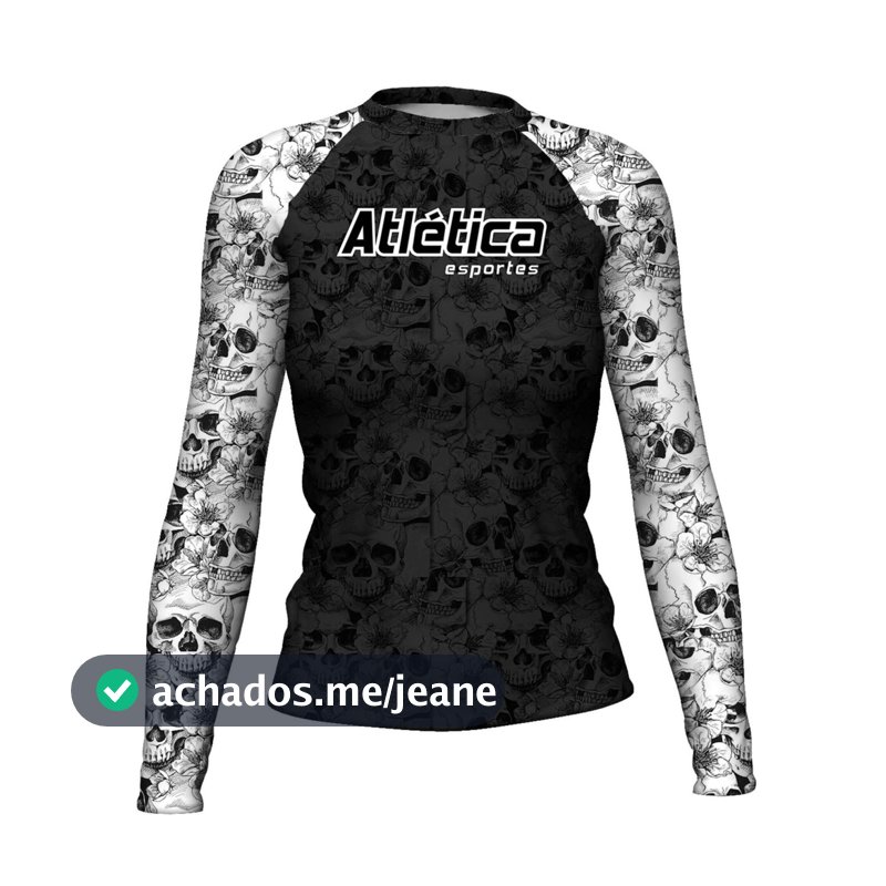 Rash Guard Feminina Camisa Jiu Jitsu No-Gi Skull Manga Longa
