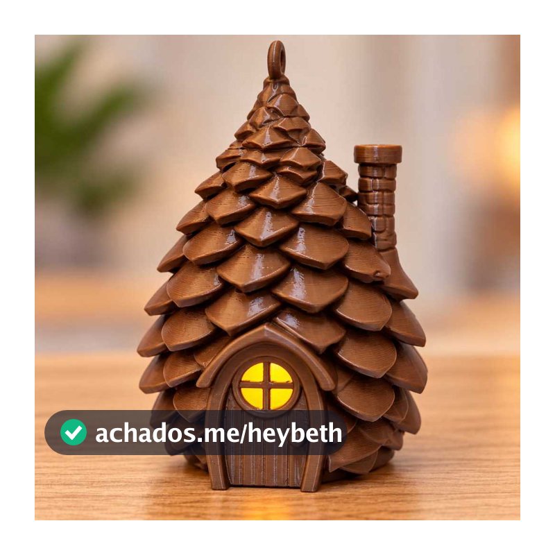 Enfeite Natalino Casinha de Natal em Formato de Pinha/Árvore — Luminária 3D com LED