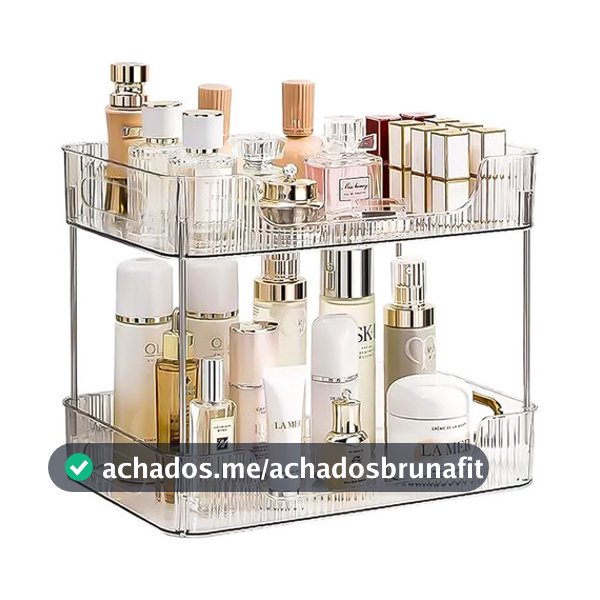 Estante Organizadora De Maquiagem Cosméticos 2 Andares de Acrílico Transparente Moderna