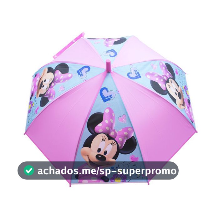 Guarda Chuva Infantil Rosa Minnie Sorridente - Disney