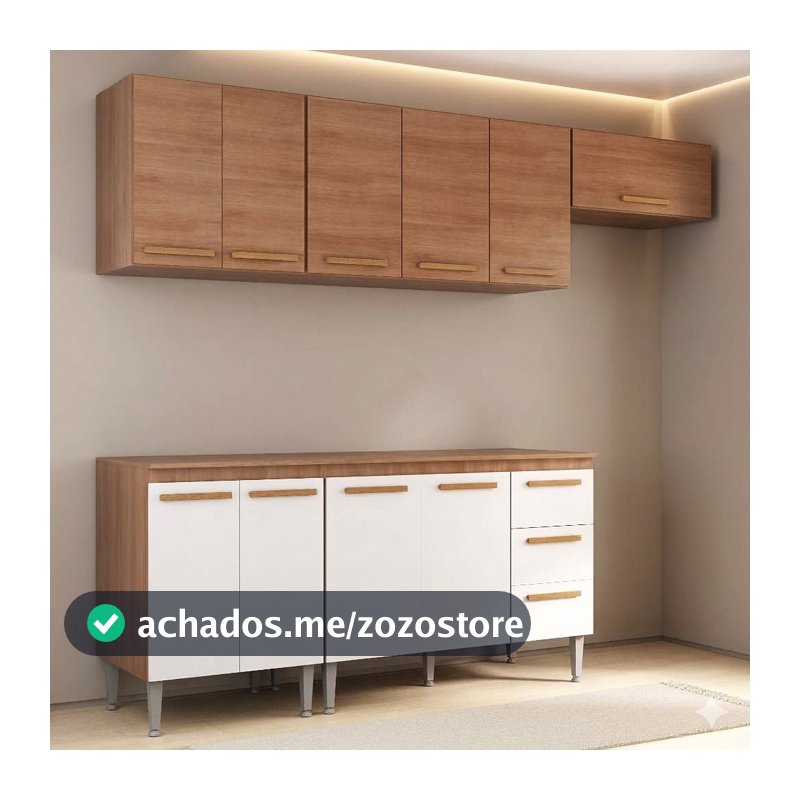 Cozinha Completa Modulada Ferrari 240cm com Aéreo e Balcão