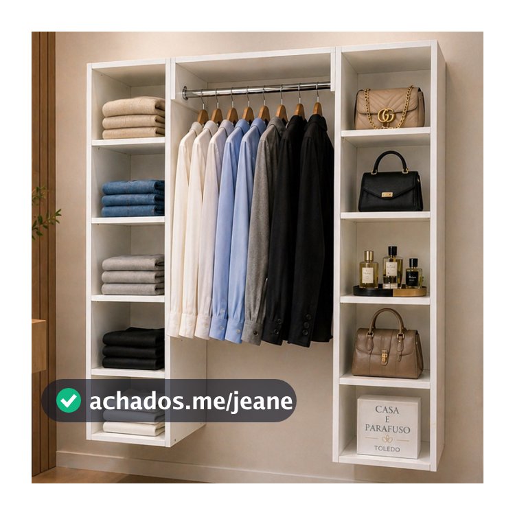 Closet Sapateira Com Cabideiro Arara aberto Organização e Praticidade para seu Quarto-88