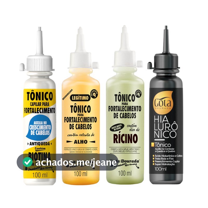 Kit Tônicos Capilares Gota Dourada  - Tradicional, Hialurônico e Biotina e Rícino