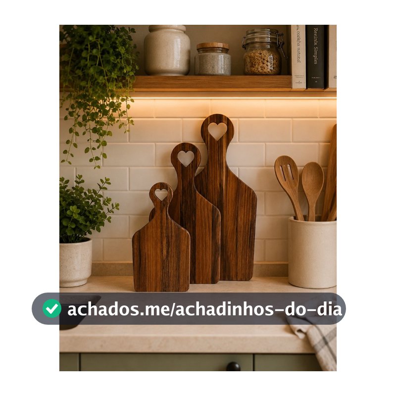 Kit Tábua Com Três Un Coração Da Mata Em Madeira Teca - Petiscos, Mini Porções, Café