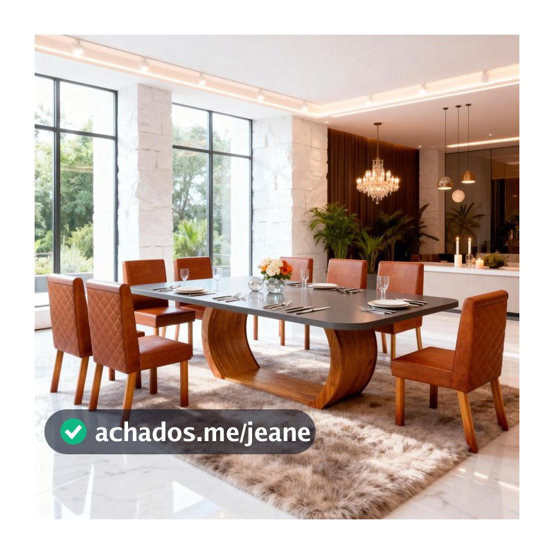 Sala de Jantar 220x110 Stone 8 Cadeiras Yara Terra Cota Bom Pastor