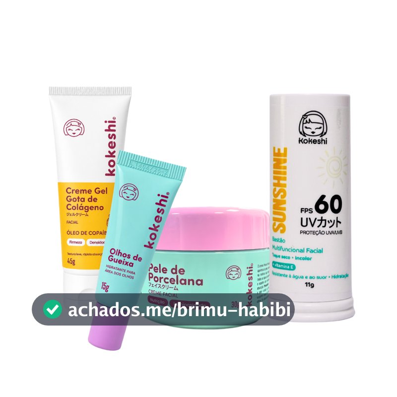 Kit Bastão Facial FPS60 Renovadores Gota de Colágeno Kokeshi
