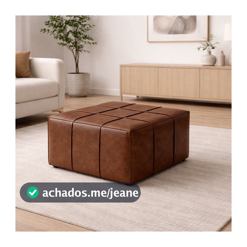 Puff Decorativo Corino Luxo Estofado | Puff Moderno para Sala e Quarto