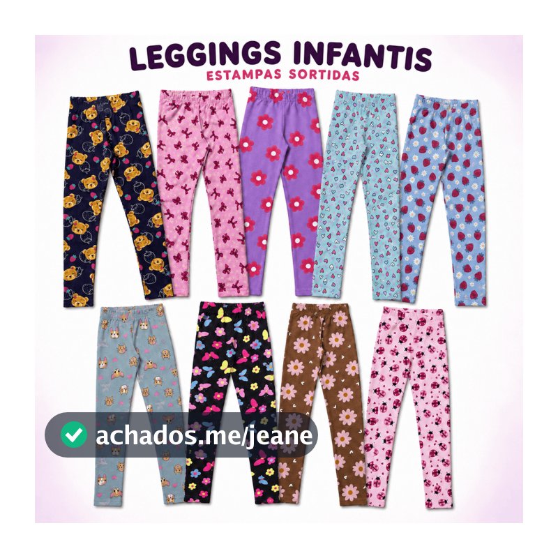 Kit 6 Legging estampada Infantil - Algodão - Tamanhos 1 ao 10