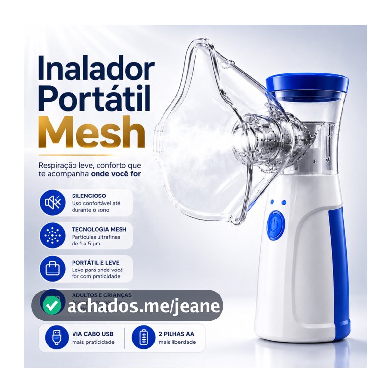 Inalador Nebulizador Portátil Mesh USB Silencioso Adulto Infantil Inalador Sem Ruído