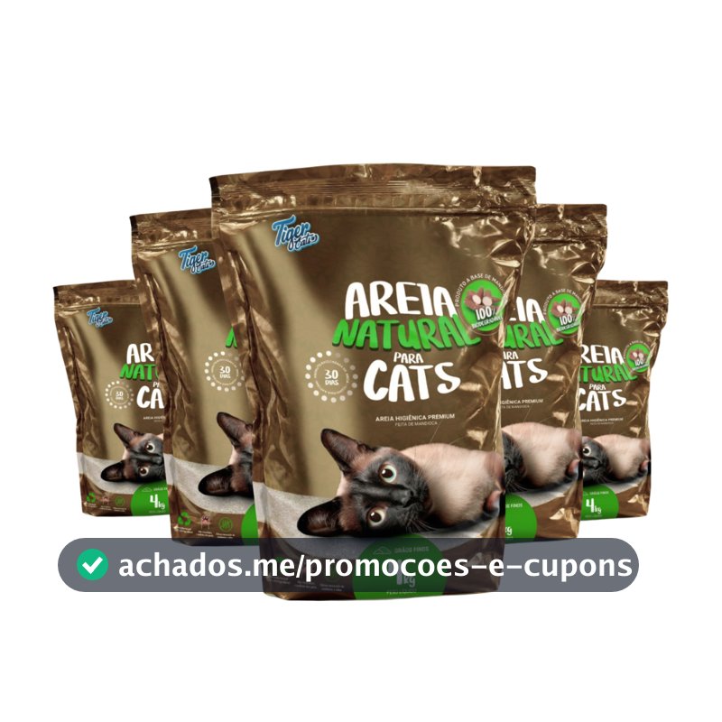 Areia Higiênica Natural Biodegradável Mandioca Para Gatos 20kg Tiger Cats