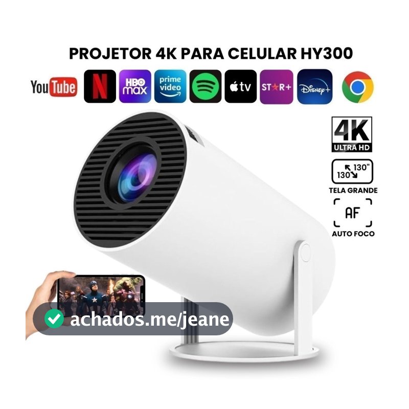 Projetor 4K HD 150 Polegadas Celular, Tv B0x, Xbox, PS, Pc, Wifi HY300 Pro Magcubic Envio Imediato