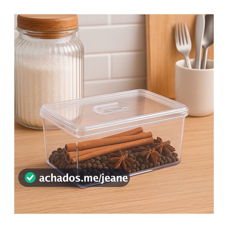Caixa organizadora com tampa 20x12x8,5cm acrilica para armazenar alimentos ou objetos
