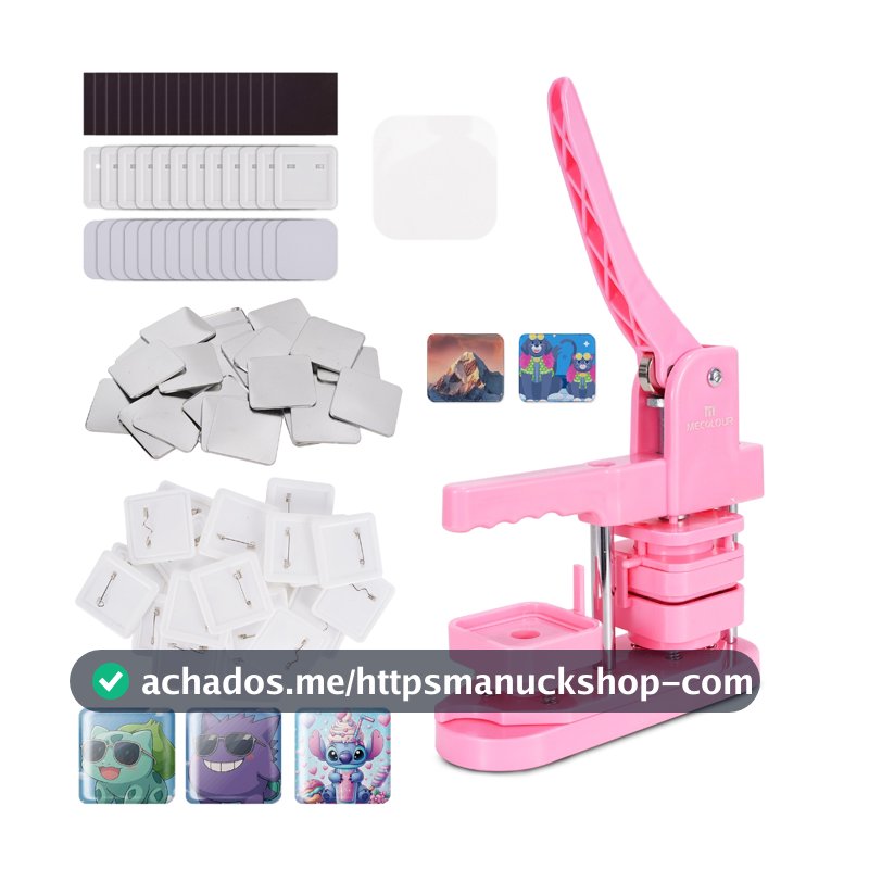MECOLOUR 5050mm Máquina Para Fabricar Botões Quadrados,50 Botões + 50 Imãs de Geladeira.