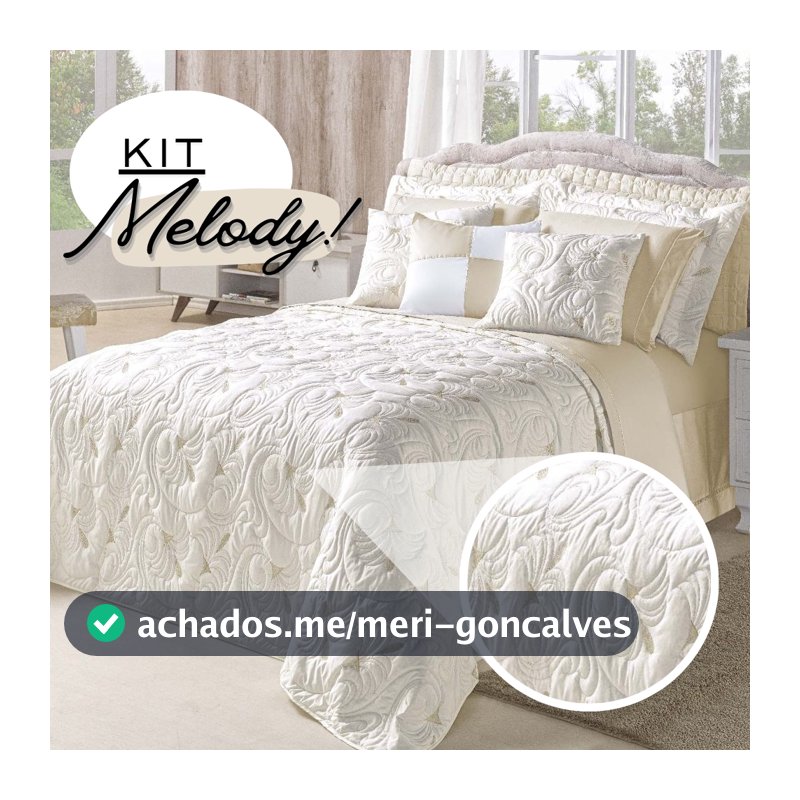 Kit Colcha Cobre Leito Bordado Casal King e Queen  Melody 180 Fios Dupla Face