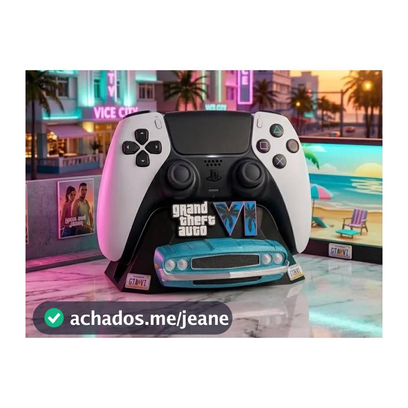 Suporte para Controle do PS5 (DualSense) e PS4 / XBOX ONE com o tema do GTA 6 / Vice City feito em impressão 3D