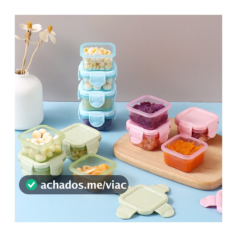 Mini Potes para Congelar Papinha c/ Tampa Hermética Porta Leita em pó Frutas para Bebe adultos Kit c/2/4/8/16