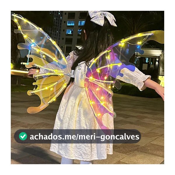 Fantasia Infantil Menina Princesa Asa Borboleta Fada Anjo com luz led Festa Carnaval