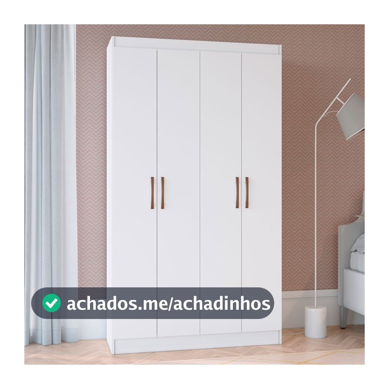 Guarda-Roupa Solteiro 4 Portas Lyon 8 Prateleiras 40467 Marrom