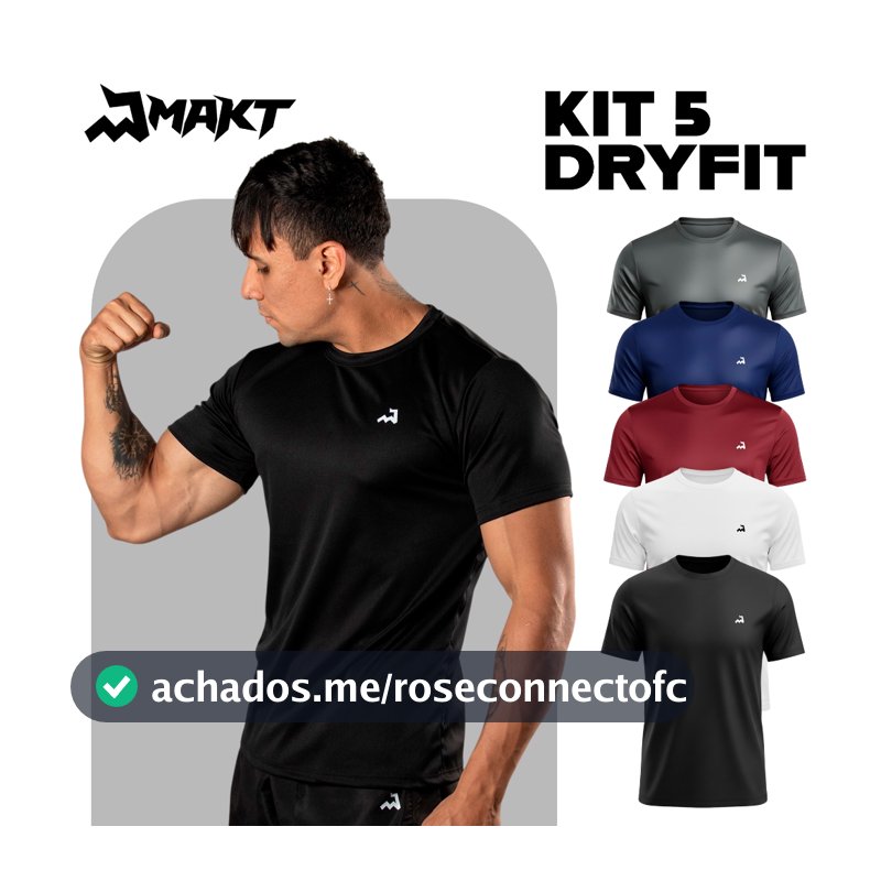Kit 5 Camisetas Dry Fit Masculina Manga Curta Fitness Pra Treino Academia e Corrida Drifit Anti Suor