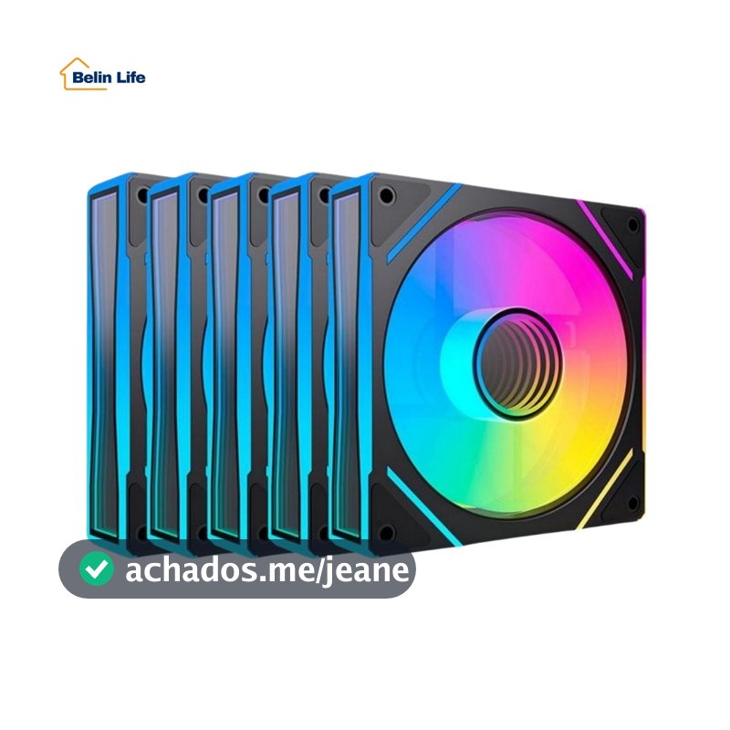 Kit 5 Fans ARGB 120mm Gabinete Gamer 5V 3 Pinos 1300 RPM Silencioso Controle De Luz RGB PC Desktop