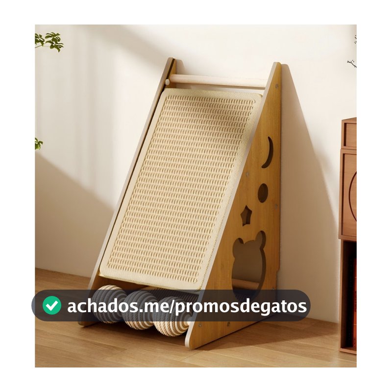 Arranhador de gatos multifuncional de sisal triangular com dua faces