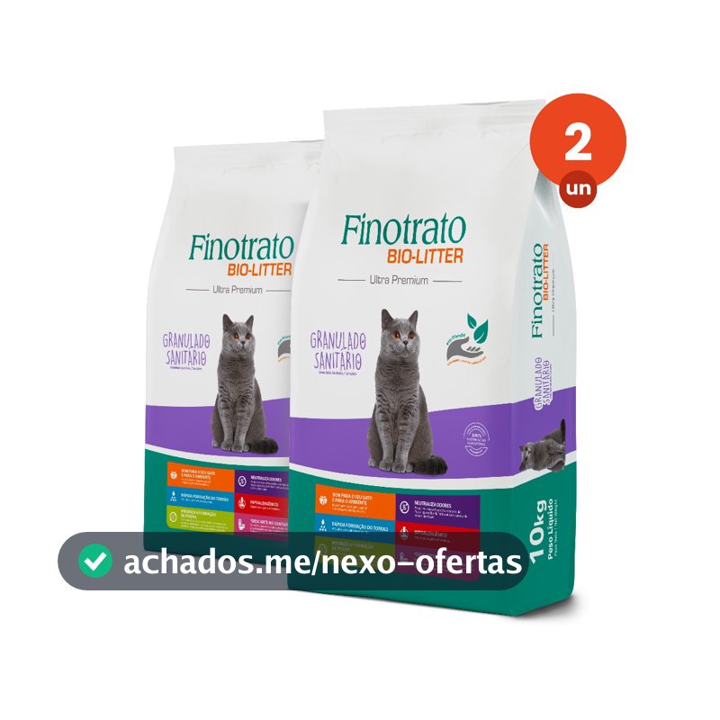 Kit 2 Finotrato Bio-litter Granulado Sanitário Ultra Premium para Gatos 10kg