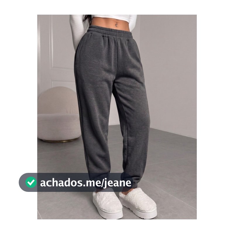 Calça Moletom Jogger Feminina Inverno Estilosa Cintura Alta