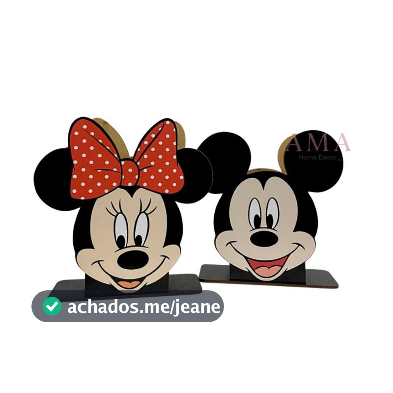 Kits Porta Guardanapos Minnie e Mickey Casal, Centro De Mesas, Ideais Para Festas, Decorações Pegue e Monte