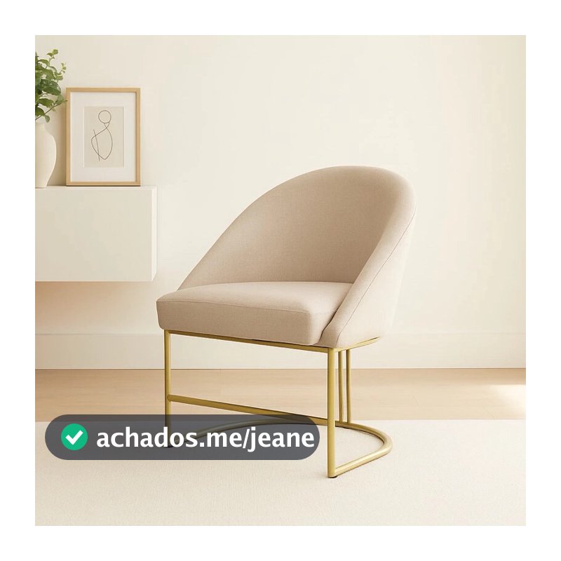 Cadeira Decorativa Lua Base Dourada Jantar Penteadeira Salão Recepção - Hs Encantus