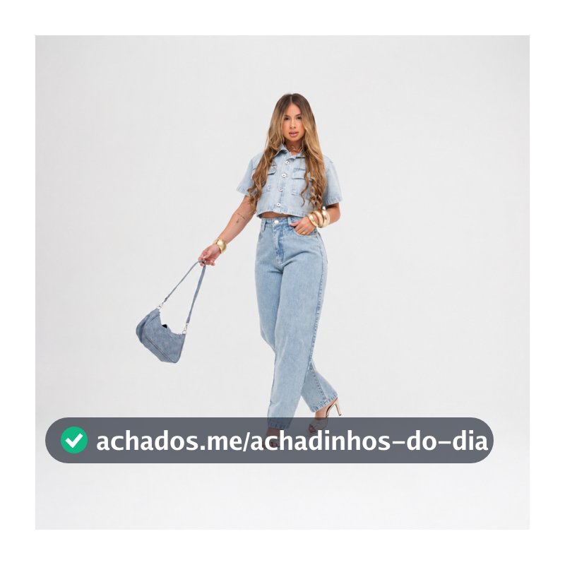 Conjunto Camisa Jeans Cropped Calça Feminina Jeans Barrel