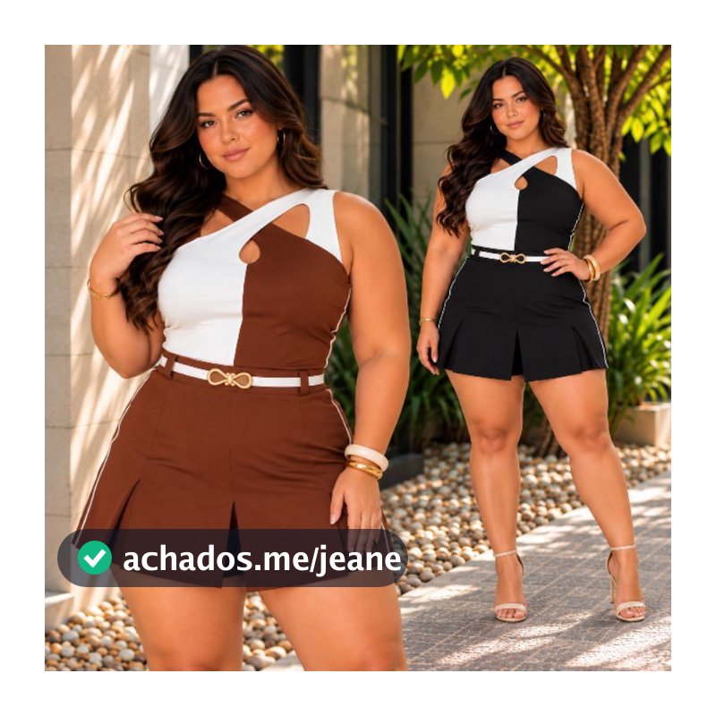 Conjunto Plus Size Feminino Short Saia Casual Tam Único 44 ao 48