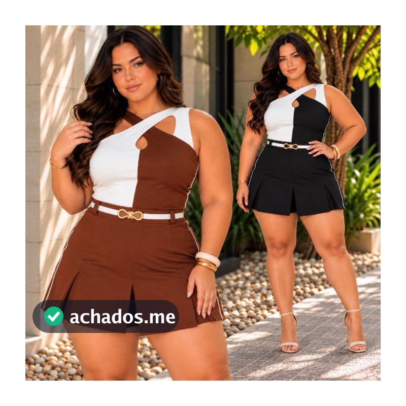 Conjunto Plus Size Feminino Short Saia Casual Tam Único 44 ao 48