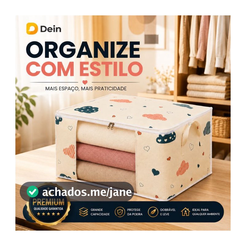 Organizador para Edredom Cobertor Roupas de Cama 60x40x30cm Caixa Saco Grande Dobrável Estampado