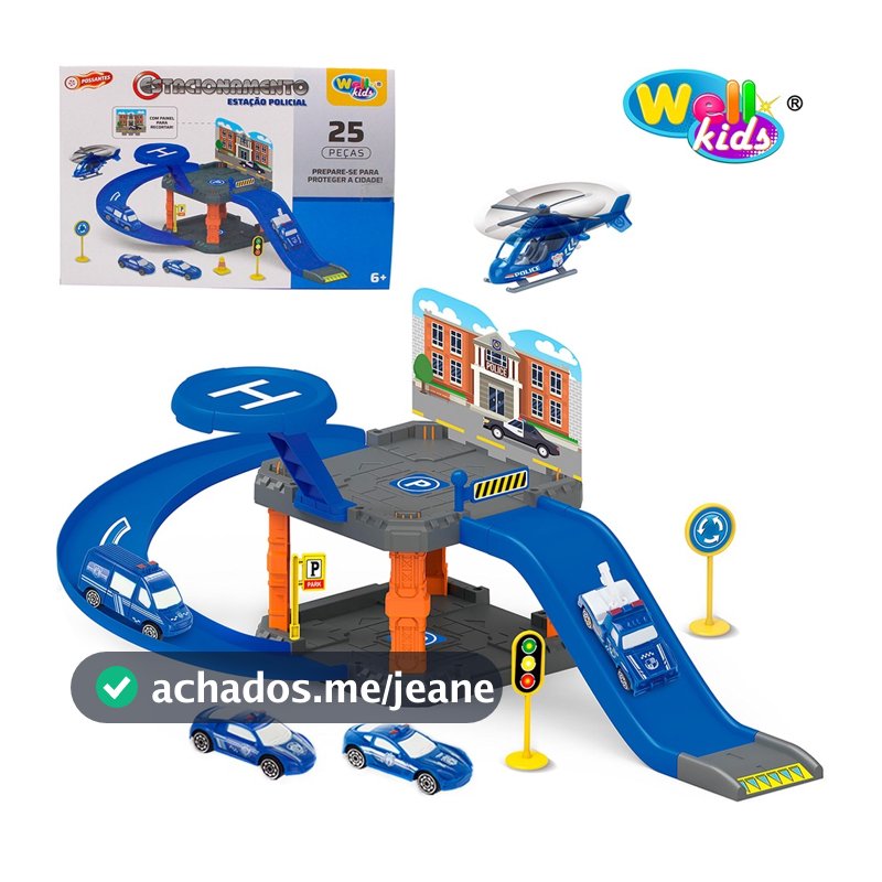 Brinquedo Pistas Estacionamento/Garagem Carro + Acessórios 25 Peças - Wellkids