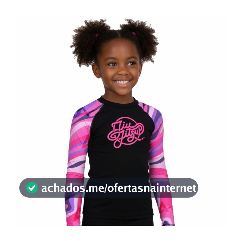 Rash Guard Infantil Camisa Jiu Jitsu No-Gi Jiu Jitsu Colors Pink Manga Longa