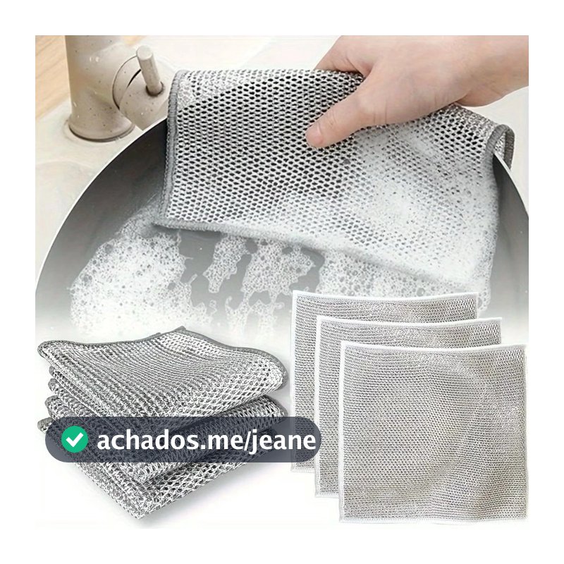 Pano de Limpeza em Arame Malha Não Oleosa Metálico Aço Arear Panela Fogão Cozinha Prato Toalha Panos Louça Tira Gordura