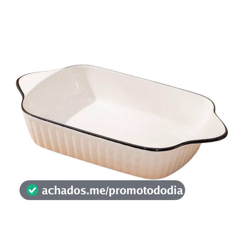 Refratário de Cerâmica Retangular com Alças Branco 26X14cm
