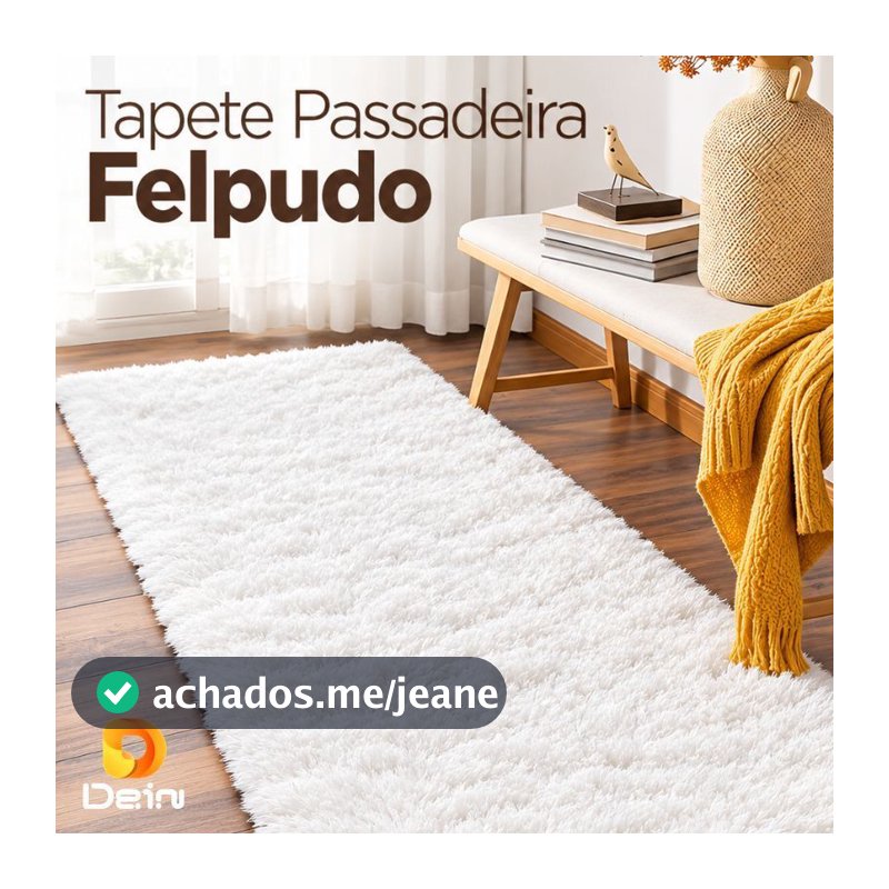 Tapete Passadeira Felpudo Antiderrapante Macio para Quarto Sala Corredor 120x60 180x60cm