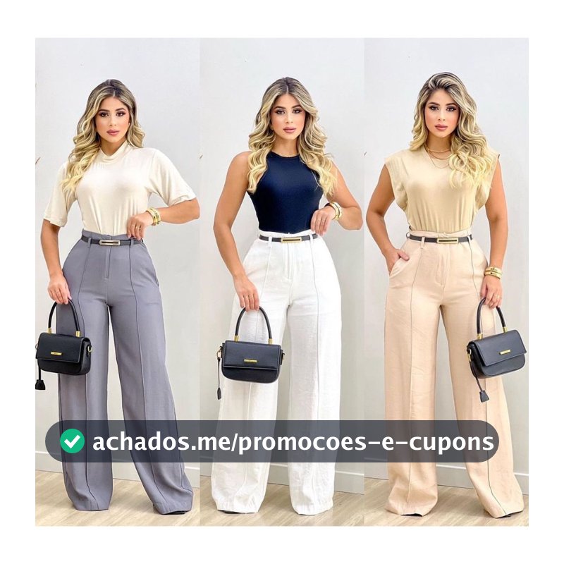 Calça Feminina Pantalona Wide Leg Duna com Botão | TAMANHO: P / M / G / GG