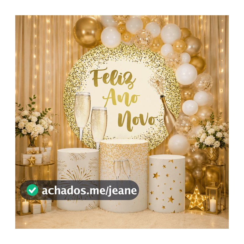 Trio Capas Cilindros + Painel Tema Ano Novo Veste Fácil