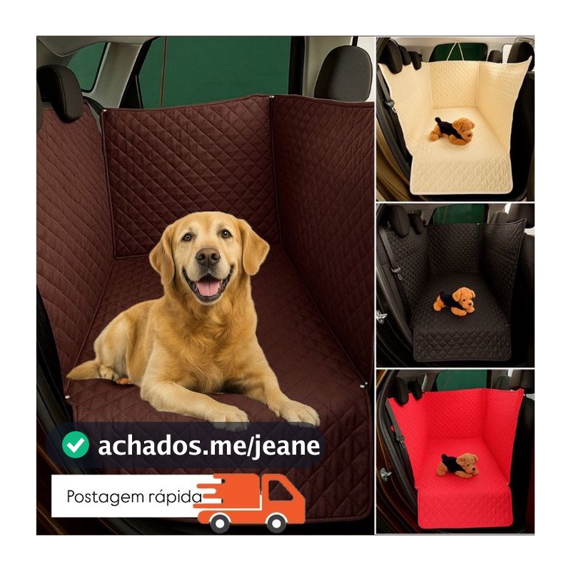 Capa Protetora Para Pets Cachorro Gato Banco De Carro Traseiro Cobre Todo o Banco Com zíper