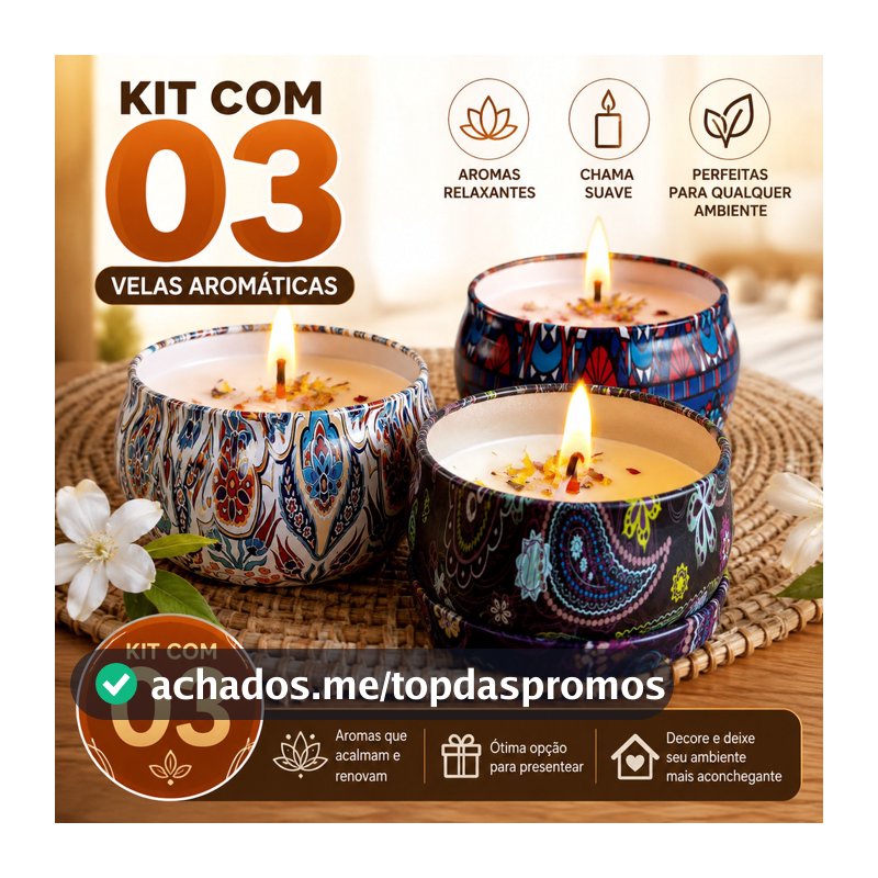 Vela Aromática Artesanal 1 a 6 Unidades 60g Perfumada Variada Caixinha Metal Zodiacos c/ Tampa