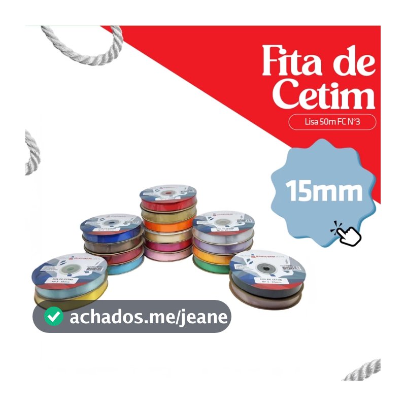 Fita de Cetim 15mm N3 Rolo 50 Metros Para Laços Artesanato Lembrancinhas Embalagem Decoração Cores