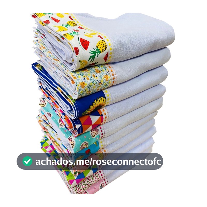 Pano De Prato Barrado Pe De Galinha Kit Com 5 Peças