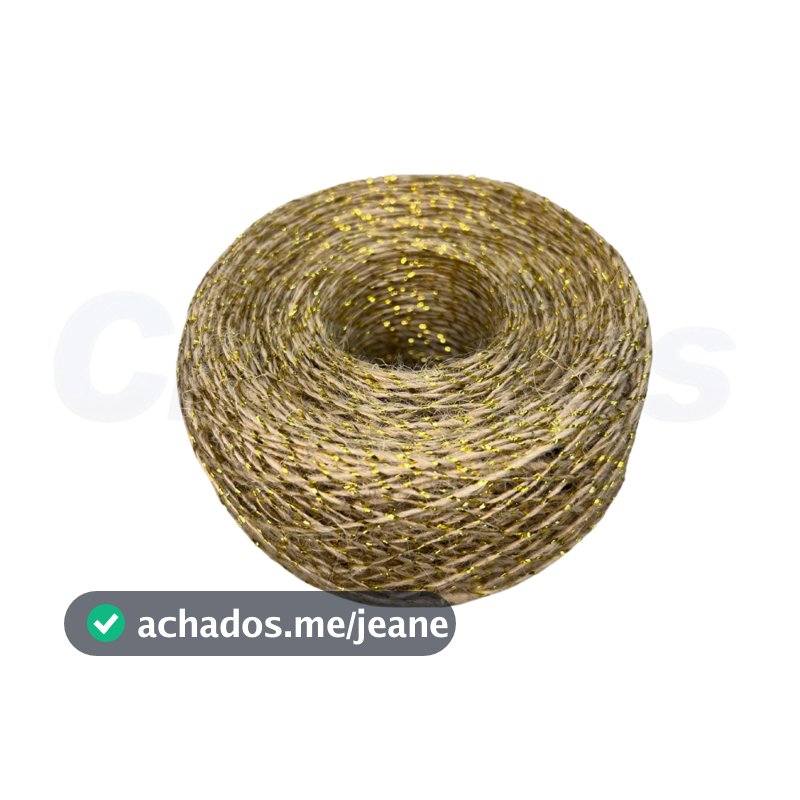 Fio de Juta Lurex Dourado 100 Metros Corda Cordão Tag Convite Artesanato Lembrancinha