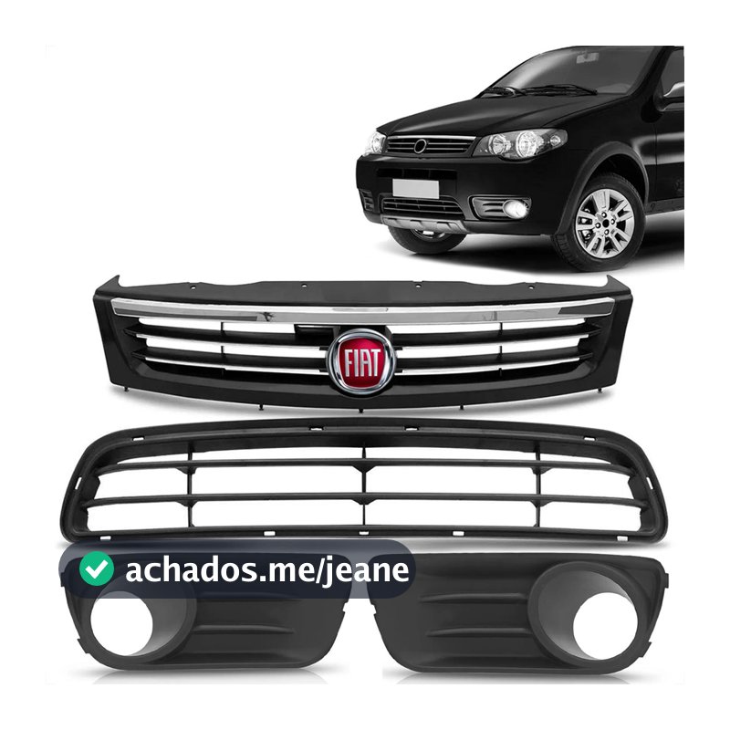 Kit Grades Parachoque Moldura Farol Milha Palio Siena G3 Way Fire Economy 2004 A 2016 + Emblema