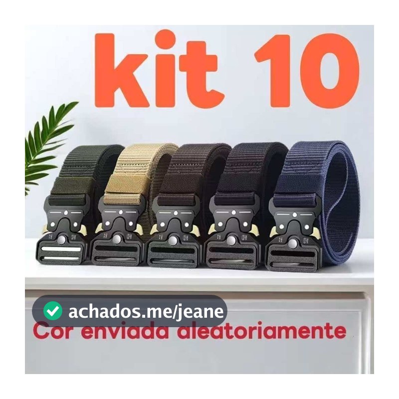 cinto tático Militar Largo Em Nylon Fivela Larga Em Zinco e Engate Rápido 110CM kit 10 ming