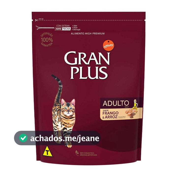 Ração GranPlus Gatos Adultos Sabor Frango e Arroz 3kg