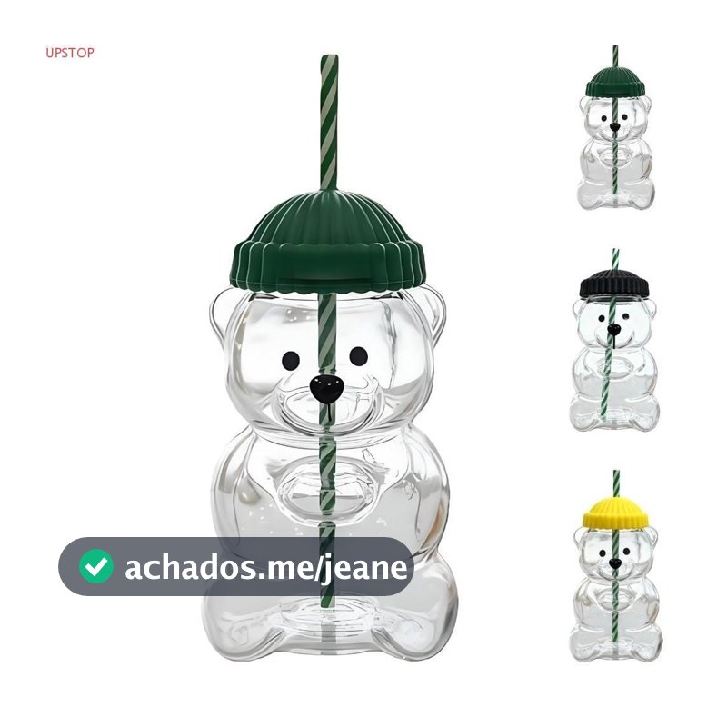 Copo De Vidro UPSTOP Bear , Transparente De Grande Capacidade Com Canudo , 2025 Tampa Teddy